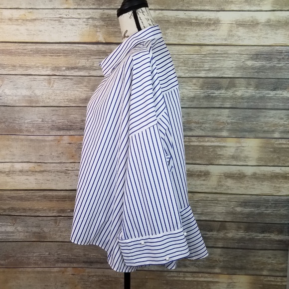 ZARA Basic Collection Stripe Button Pearl Cuff Top - Picture 2 of 8